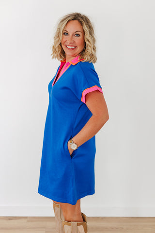 Simple Style Dress - Royal Blue