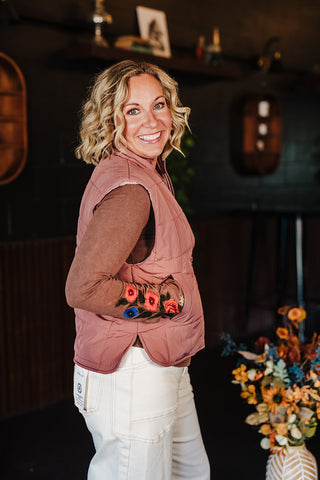 Piper Puffer Padded Vest - Mauve