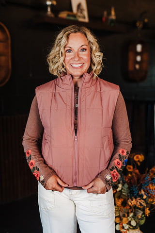 Piper Puffer Padded Vest - Mauve
