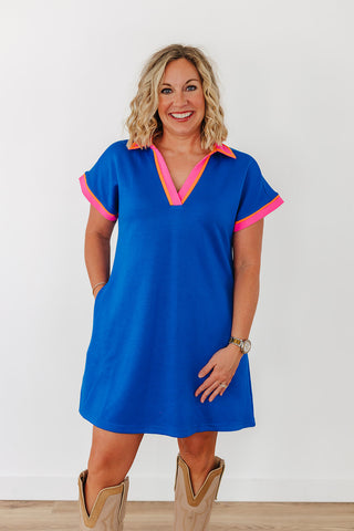 Simple Style Dress - Royal Blue