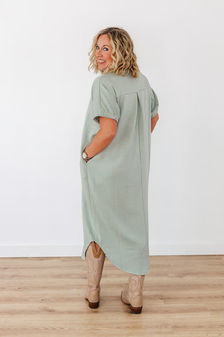 Girl You're Cute Dress - Sage