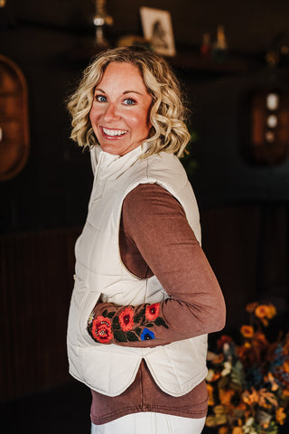 Piper Puffer Padded Vest - Ecru