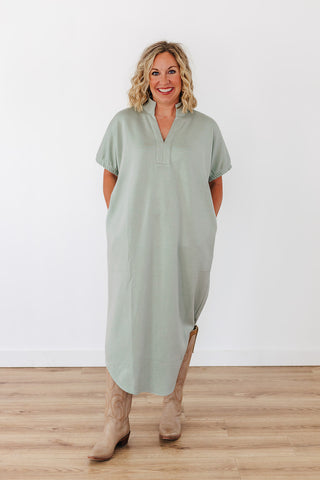 Girl You're Cute Dress - Sage