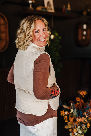 Piper Puffer Padded Vest - Ecru