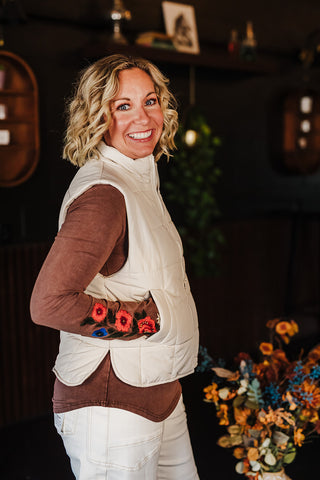 Piper Puffer Padded Vest - Ecru