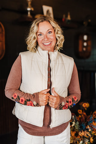 Piper Puffer Padded Vest - Ecru