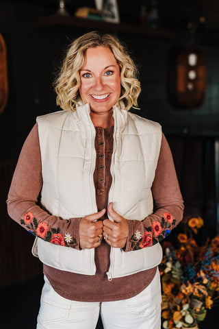 Piper Puffer Padded Vest - Ecru