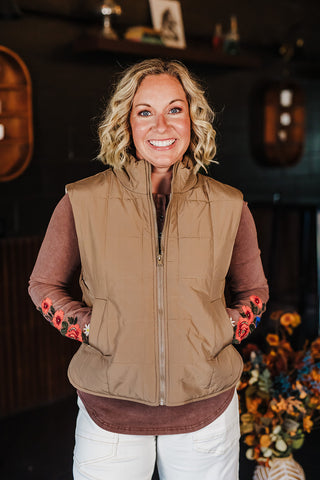 Piper Puffer Padded Vest - Mocha