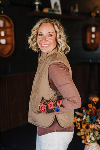 Piper Puffer Padded Vest - Mocha
