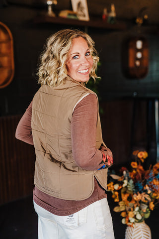 Piper Puffer Padded Vest - Mocha