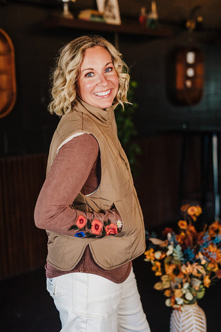 Piper Puffer Padded Vest - Mocha