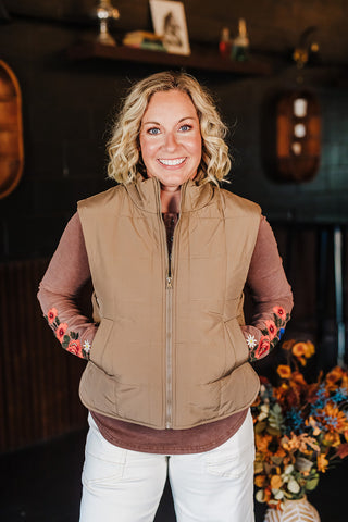 Piper Puffer Padded Vest - Mocha