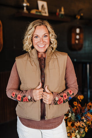 Piper Puffer Padded Vest - Mocha