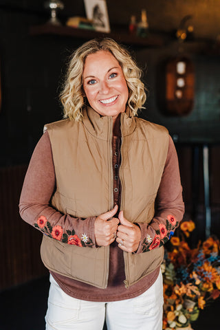 Piper Puffer Padded Vest - Mocha