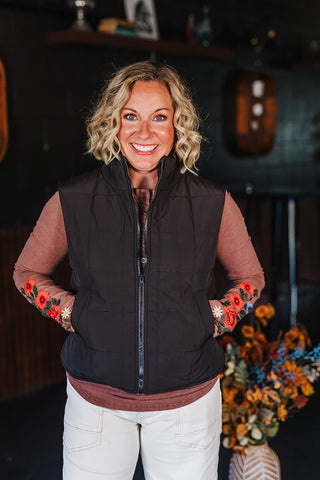 Piper Puffer Padded Vest - Black