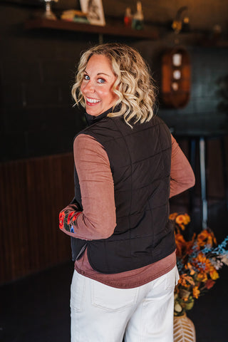 Piper Puffer Padded Vest - Black