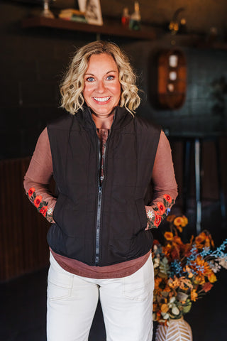 Piper Puffer Padded Vest - Black