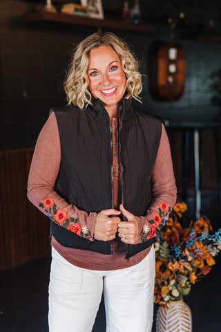 Piper Puffer Padded Vest - Black