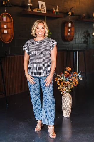 Giddy Up Gingham Top - Black