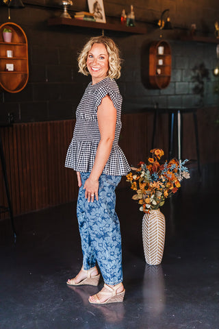 Giddy Up Gingham Top - Black