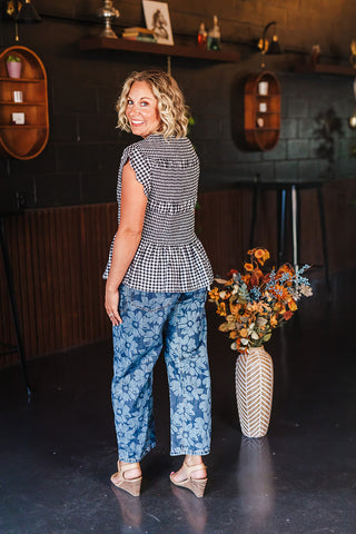 Giddy Up Gingham Top - Black