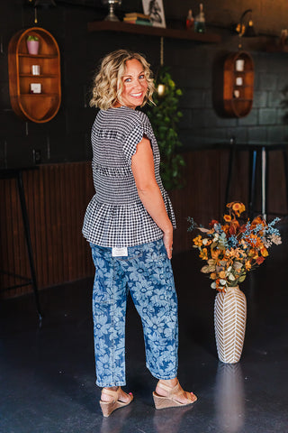 Giddy Up Gingham Top - Black