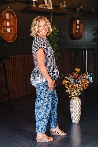 Giddy Up Gingham Top - Black