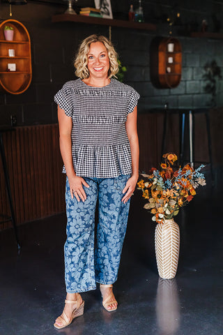 Giddy Up Gingham Top - Black