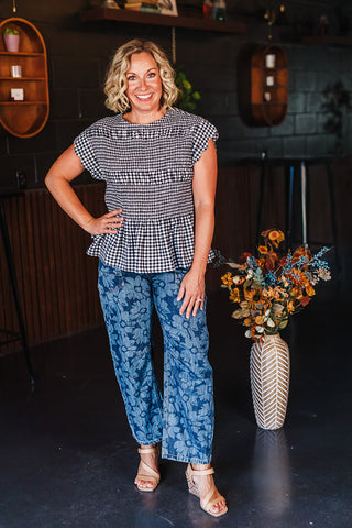 Giddy Up Gingham Top - Black
