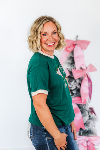 Holiday Spirit Sequin Embroidered Tee