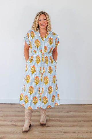 Flower Power Dress - Blue