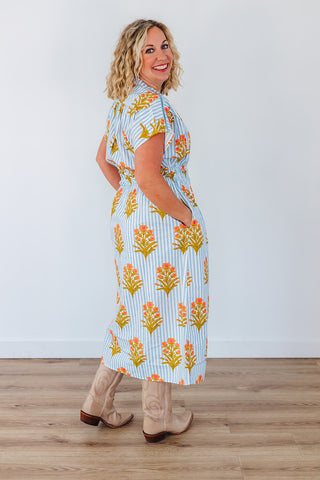 Flower Power Dress - Blue