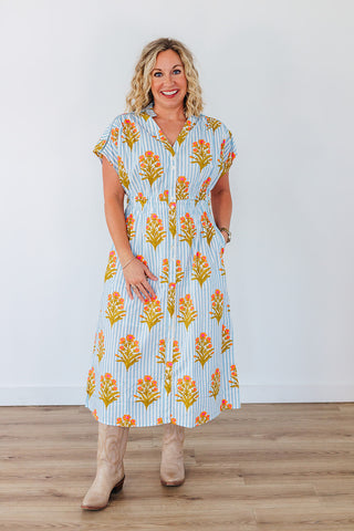 Flower Power Dress - Blue