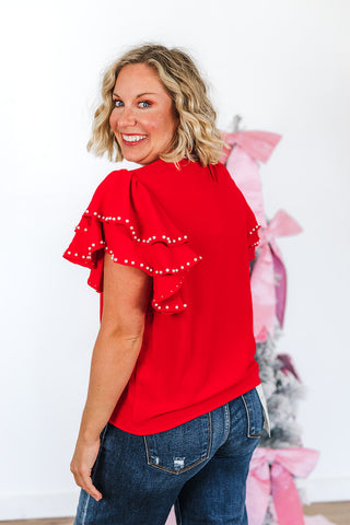 Pearl Flutter Sleeve Blouse