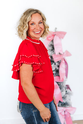Pearl Flutter Sleeve Blouse
