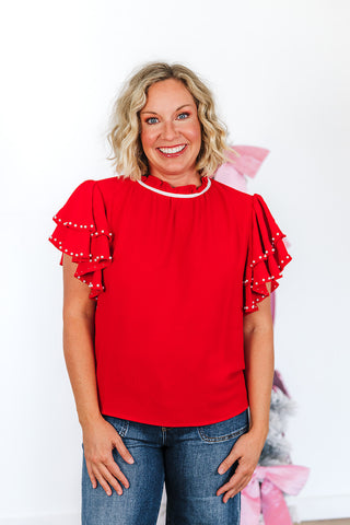 Pearl Flutter Sleeve Blouse
