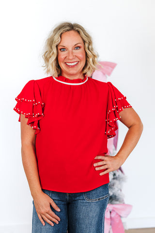 Pearl Flutter Sleeve Blouse