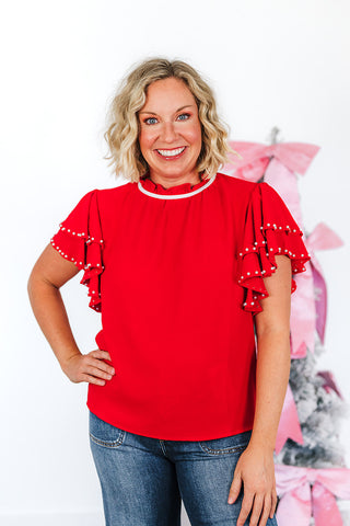 Pearl Flutter Sleeve Blouse