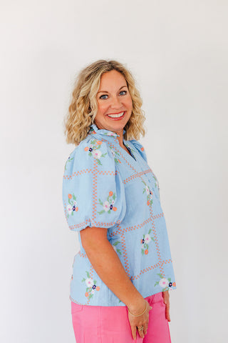 Sweet Spring Style Top - Chambray