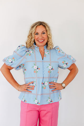 Sweet Spring Style Top - Chambray