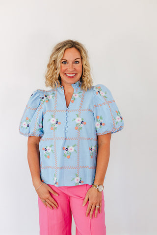 Sweet Spring Style Top - Chambray