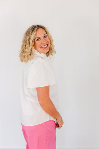 Connie Chambray Top - White