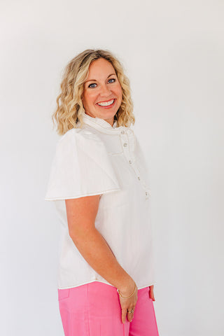 Connie Chambray Top - White