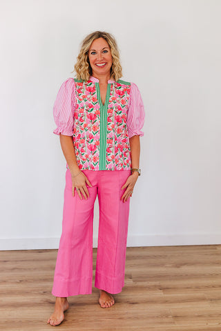 Stripes + Florals Top