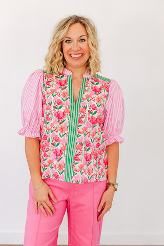 Stripes + Florals Top