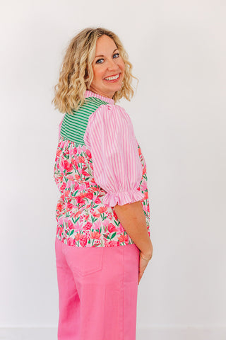 Stripes + Florals Top