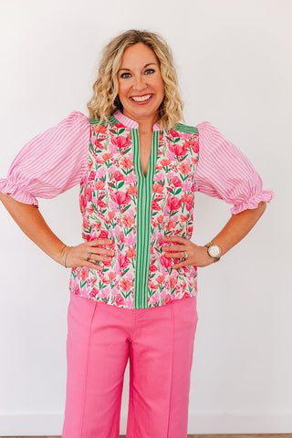 Stripes + Florals Top