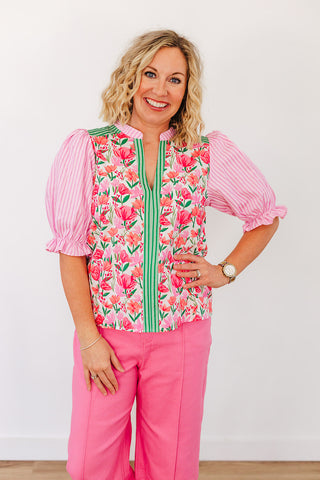 Stripes + Florals Top