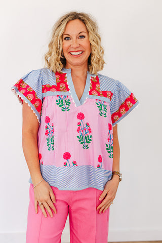 Flowy Floral Top - Pink