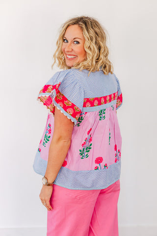 Flowy Floral Top - Pink